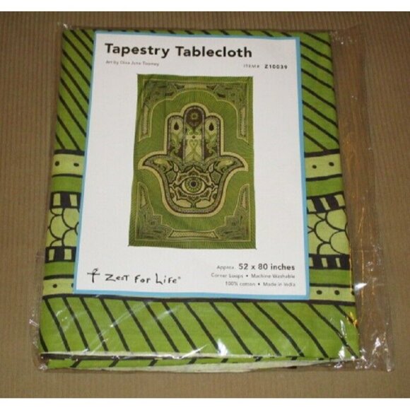 New Large Hamsa Hand Wall Hanging Art Decor Tapestry 52X80 NIP Green Spiritual - Picture 2 of 2